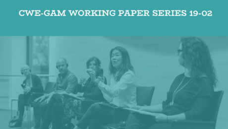 5 researchers speaking on a panel with the CWE-GAM Working Paper Series Logo